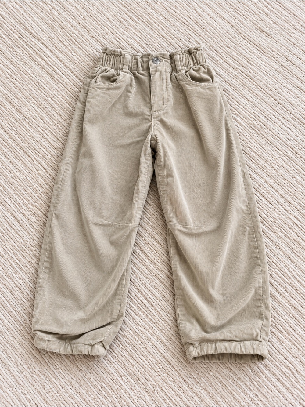 Zara Kids Corduroy Elastic-Waist Pants in Tan